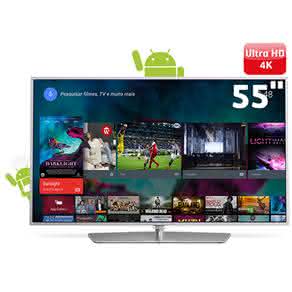 Smart TV LED 55" Ultra HD 4K Philips 55PUG6700/78 com Android, Dual Core, Pixel Plus Ultra HD, 3 Entradas HDMI e 3 USB