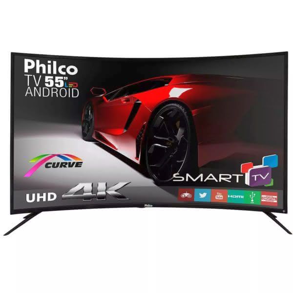 Smart TV LED 55" PH55A16DSGWA Curve 4K Ultra HD Ginga, 2 USB, 3 HDMI Philco - Bivolt